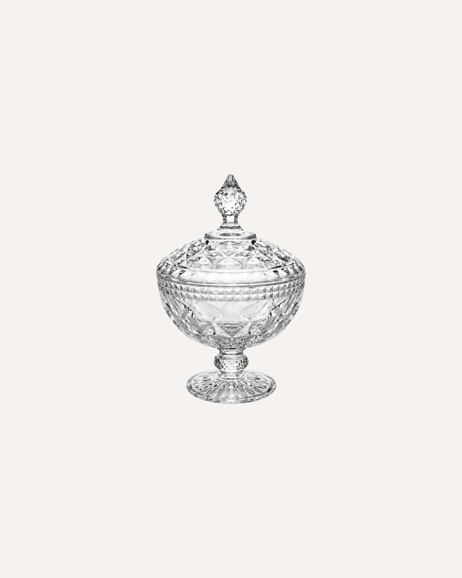 Potiche Diamond Pedestal em Cristal Transparente