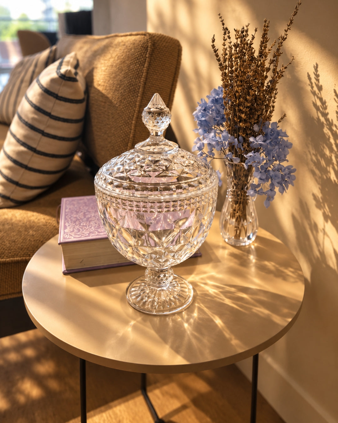 Potiche Decorativo Diamond Transparente em Cristal