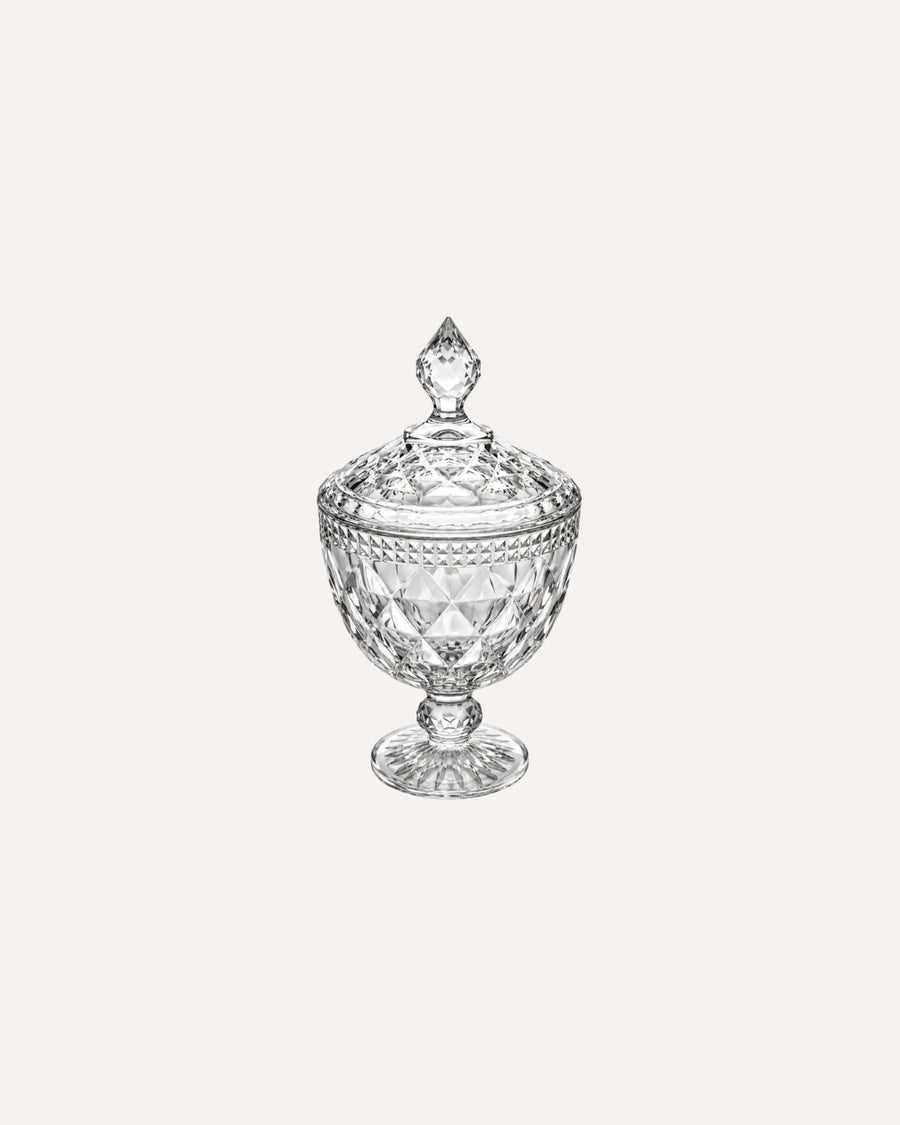 Potiche Decorativo Diamond Transparente em Cristal