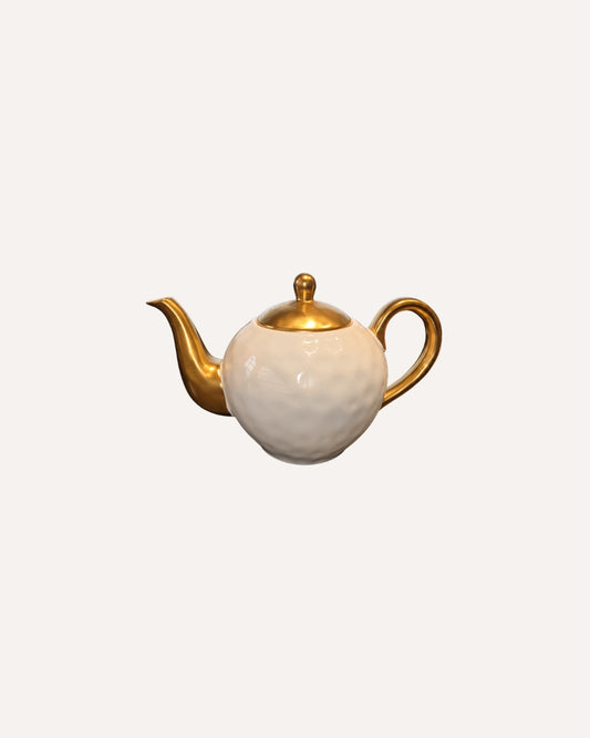 Bule de Chá Dubai Branco e Dourado em Porcelana
