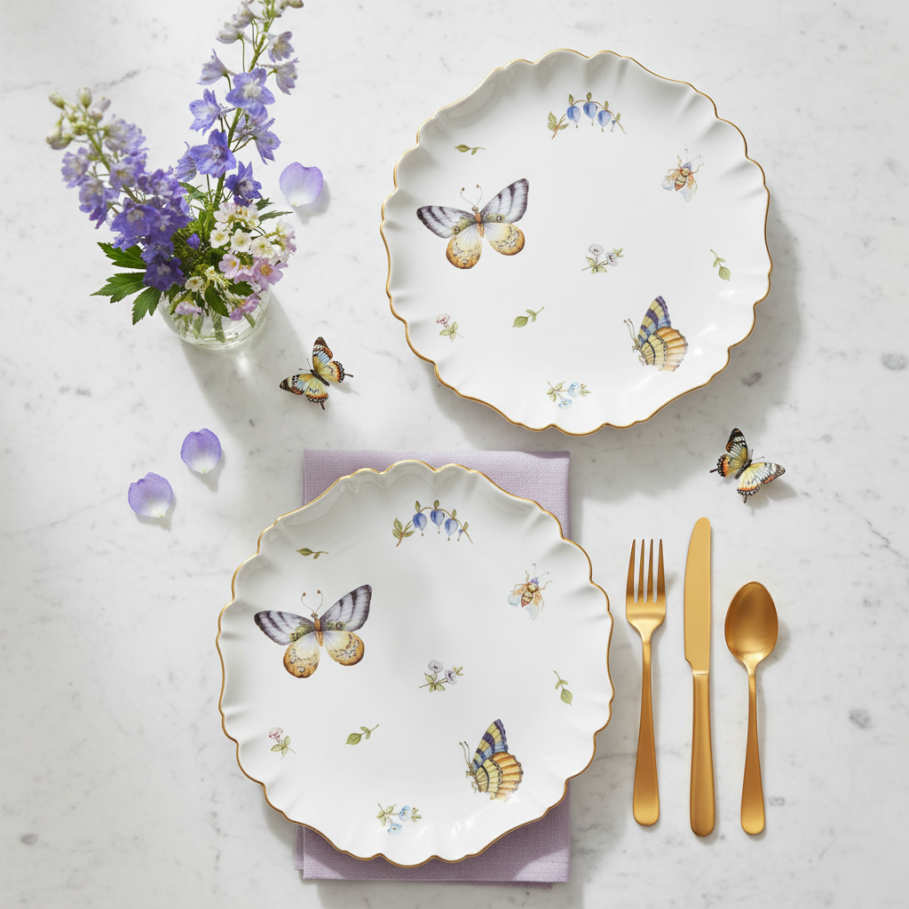 Set 2 Pratos Borboletas - Flat Lay