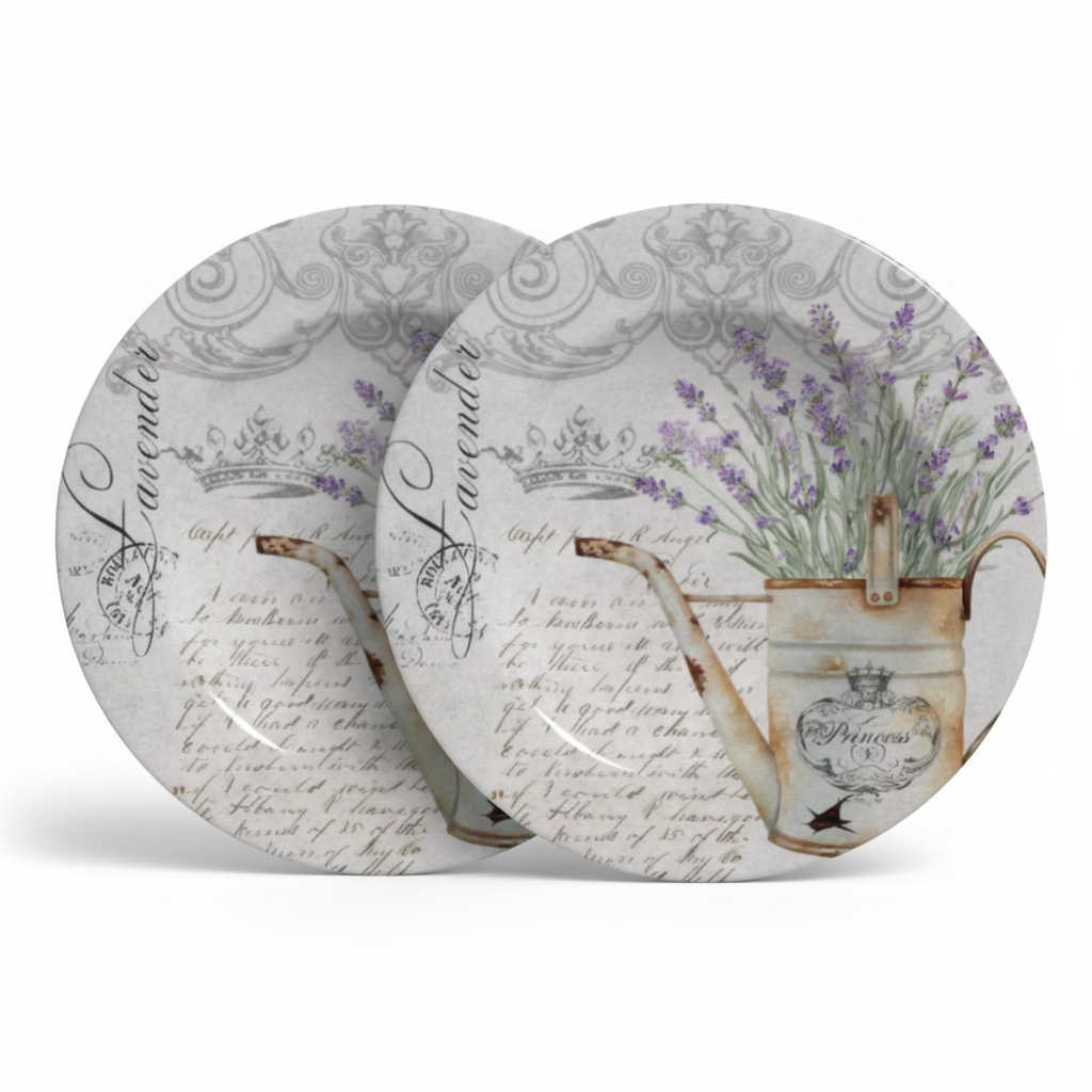 Set 2 Pratos Fundos Lavanda Frase