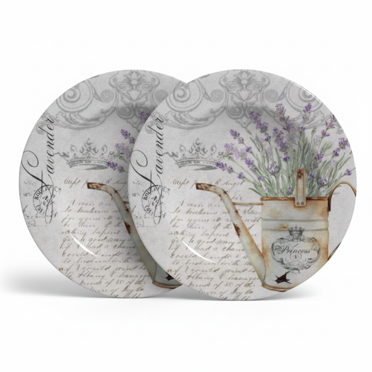 Set 2 Pratos Fundos Lavanda Frase