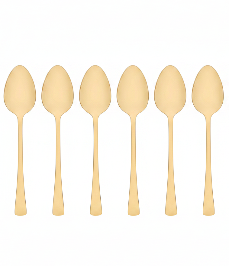 Set 6 Colheres de Sobremesa Berna Dourado