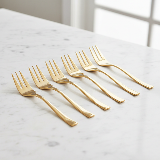 Set 6 Garfos de Bolo Berna Dourado - Bancada Mármore