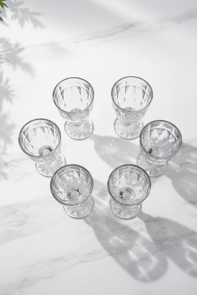 Taças Diamond flat lay